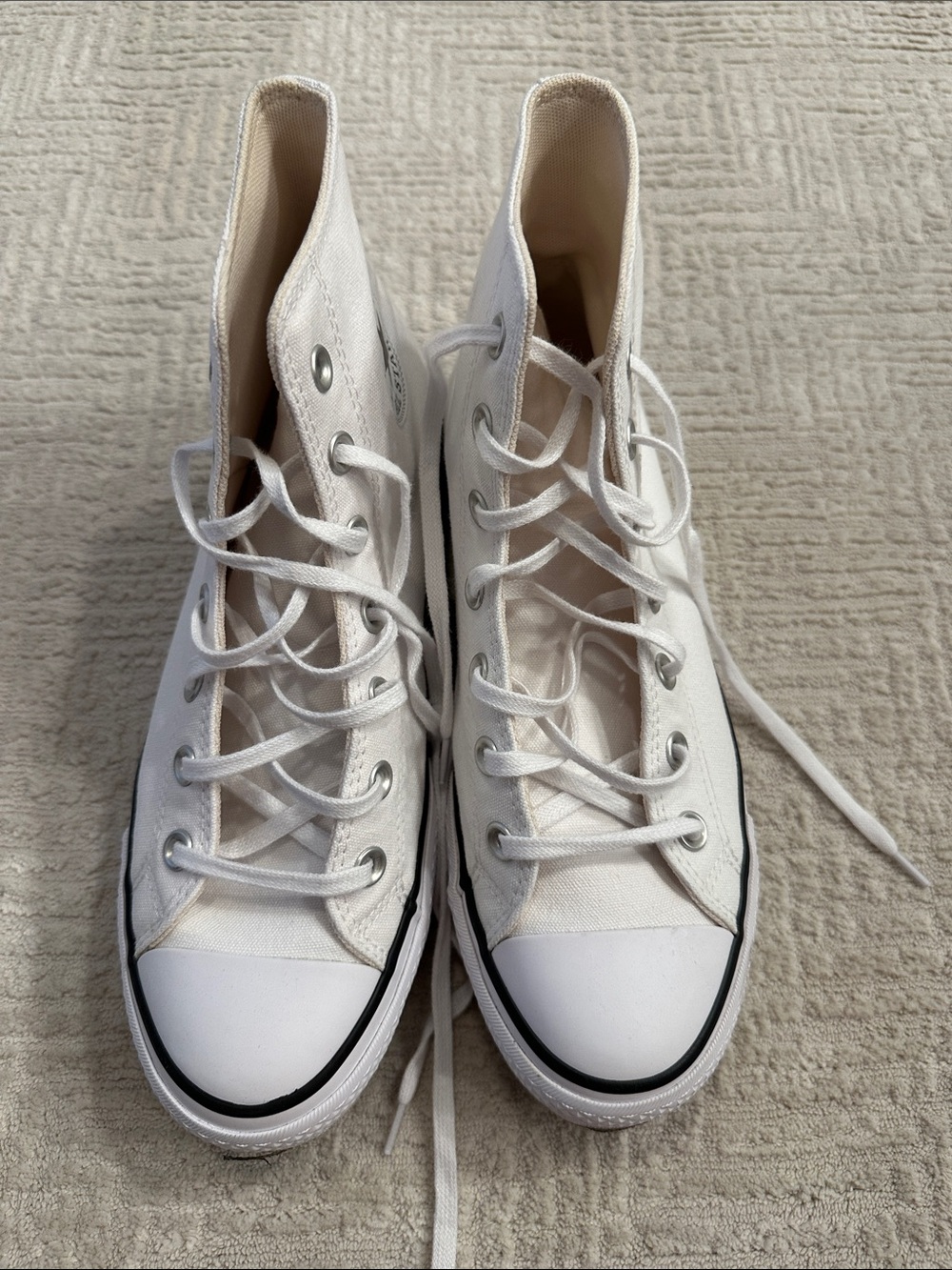 Converse White High Top Sneakers with Black Logo - Picture 4 of 6